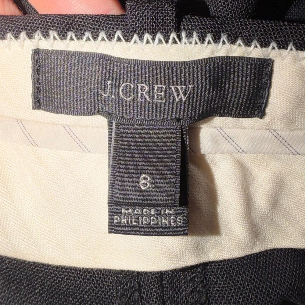J.Crew Womens Black Tollegno 1900 Italian Wool Straight Leg Dress Pants 8 A10